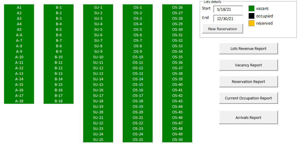 excel reservation tool